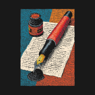 Vintage Fountain Pen | Dark Academia Writer Art T-Shirt