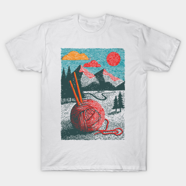 Mountain View Knitting | Outdoorsy Fiber Art T-Shirt by TuncGK