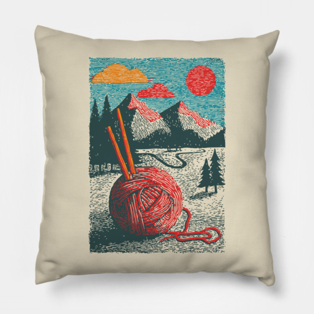 Mountain View Knitting | Outdoorsy Fiber Art Pillow by TuncGK