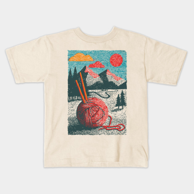 Mountain View Knitting | Outdoorsy Fiber Art Kids T-Shirt by TuncGK