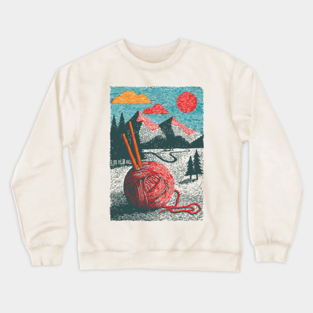Mountain View Knitting | Outdoorsy Fiber Art Crewneck Sweatshirt by TuncGK