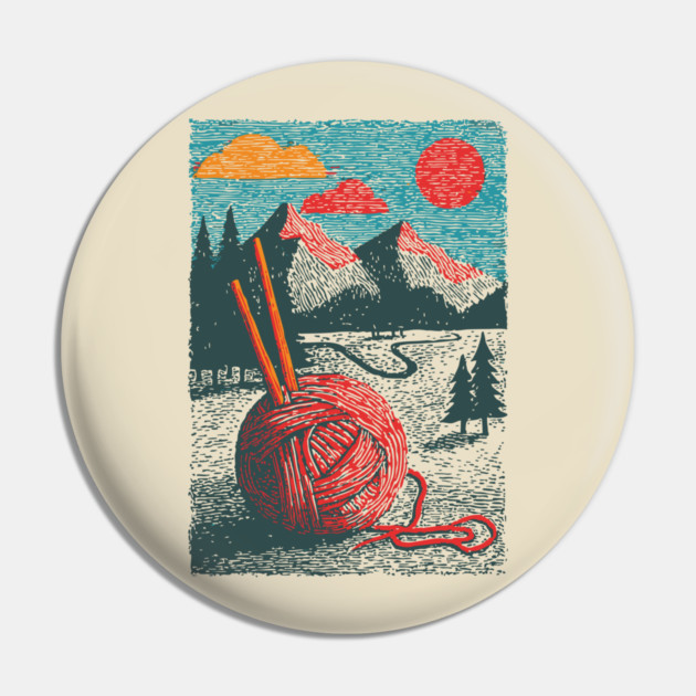 Mountain View Knitting | Outdoorsy Fiber Art Pin by TuncGK