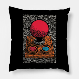 Retro Arcade Joystick | Vintage 80s Gamer Art Pillow