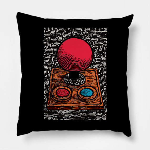 Retro Arcade Joystick | Vintage 80s Gamer Art Pillow by TuncGK