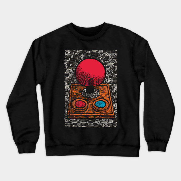 Retro Arcade Joystick | Vintage 80s Gamer Art Crewneck Sweatshirt by TuncGK