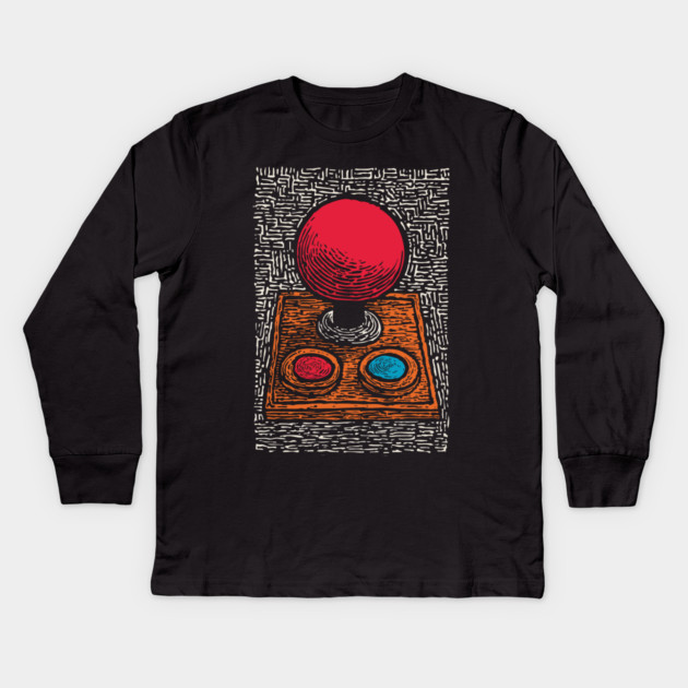 Retro Arcade Joystick | Vintage 80s Gamer Art Kids Long Sleeve T-Shirt by TuncGK