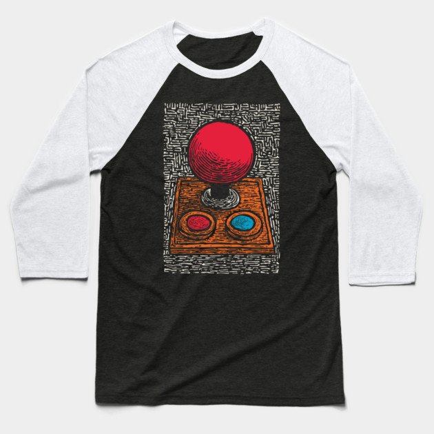 Retro Arcade Joystick | Vintage 80s Gamer Art Baseball T-Shirt by TuncGK