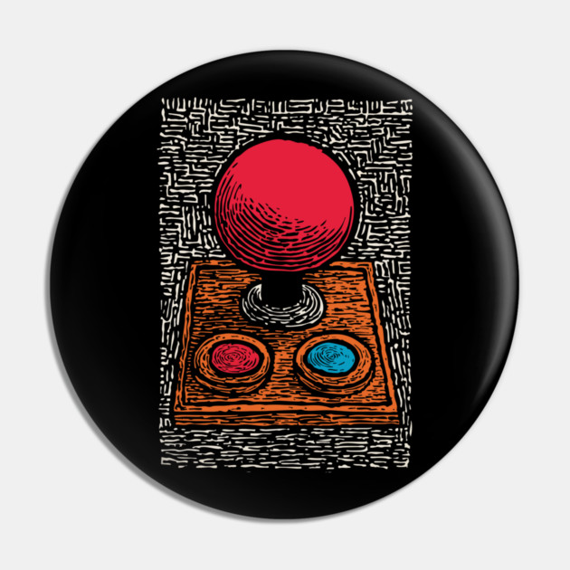 Retro Arcade Joystick | Vintage 80s Gamer Art Pin by TuncGK