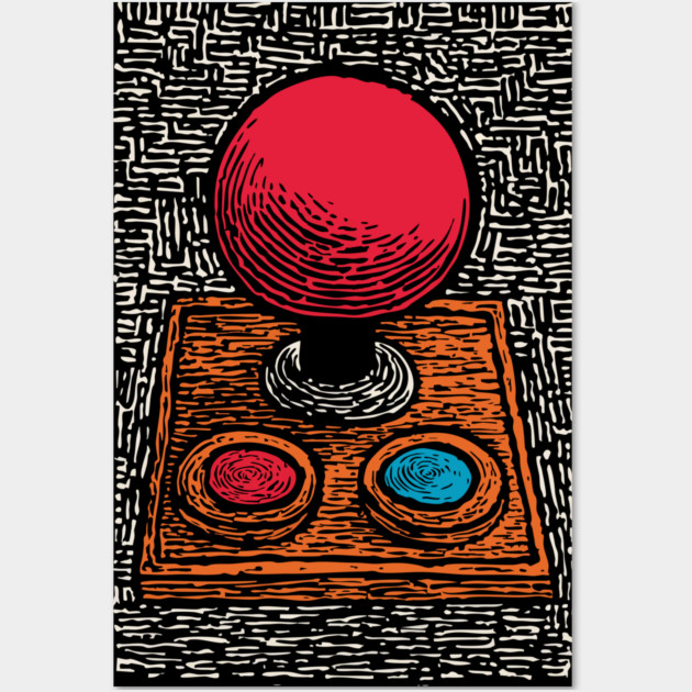 Retro Arcade Joystick | Vintage 80s Gamer Art Wall Art by TuncGK