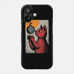 Mischievous Christmas Cat | Holiday Ornament Trouble Phone Case