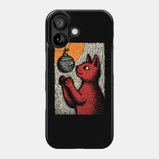 Mischievous Christmas Cat | Holiday Ornament Trouble Phone Case by TuncGK