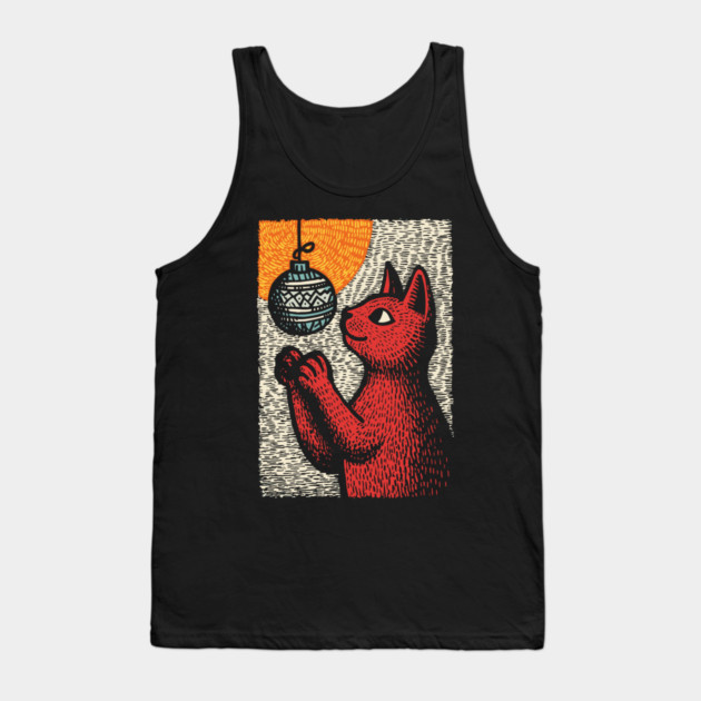 Mischievous Christmas Cat | Holiday Ornament Trouble Tank Top by TuncGK