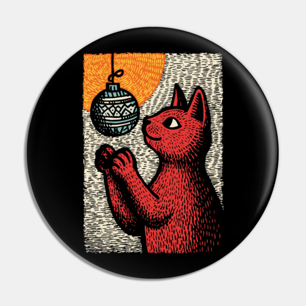 Mischievous Christmas Cat | Holiday Ornament Trouble Pin by TuncGK