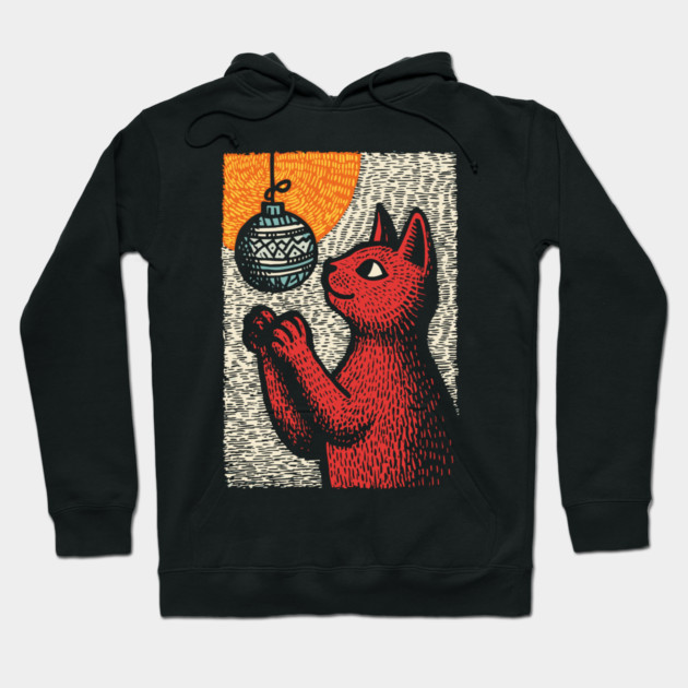 Mischievous Christmas Cat | Holiday Ornament Trouble Hoodie by TuncGK