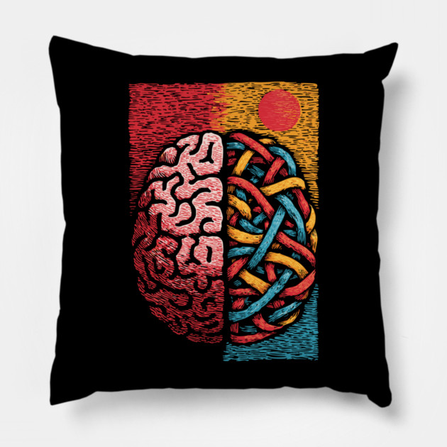 Left Brain Right Brain | Logic and Creativity Art Pillow by TuncGK