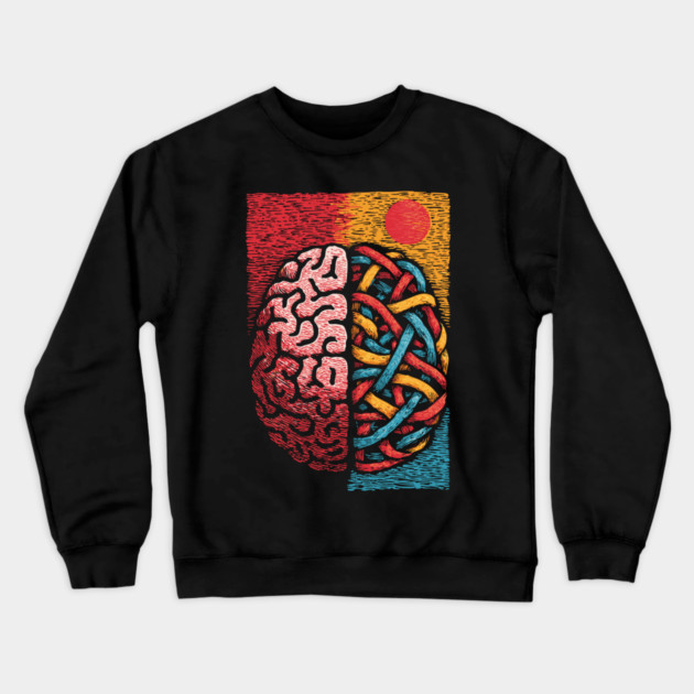 Left Brain Right Brain | Logic and Creativity Art Crewneck Sweatshirt by TuncGK