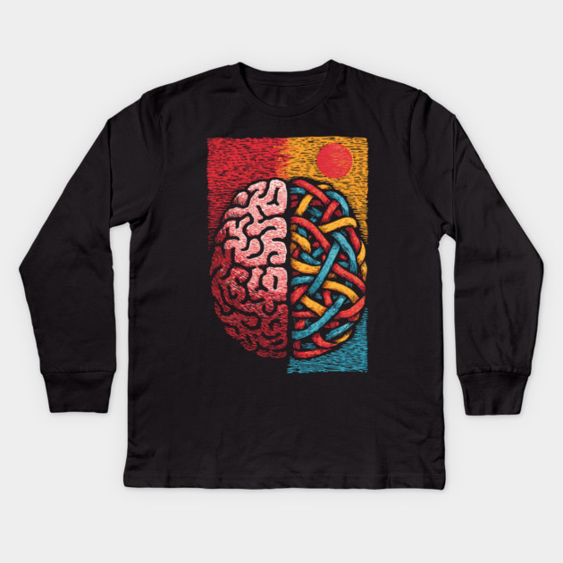 Left Brain Right Brain | Logic and Creativity Art Kids Long Sleeve T-Shirt by TuncGK