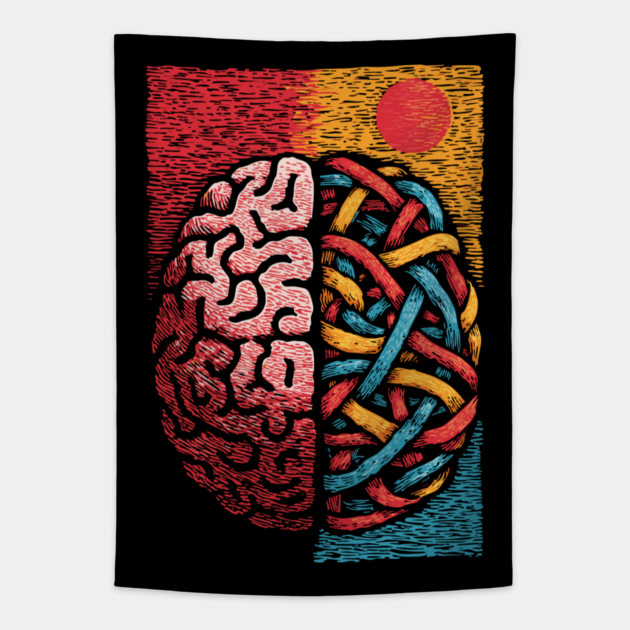 Left Brain Right Brain | Logic and Creativity Art Tapestry by TuncGK
