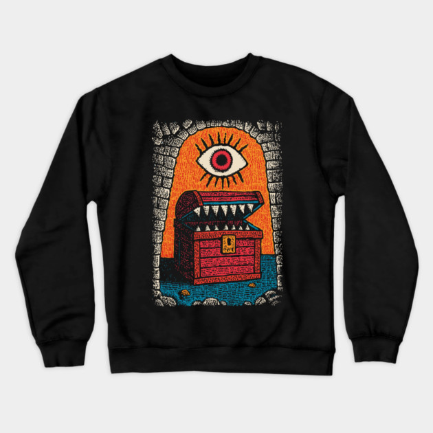 Monster Treasure Chest | Dungeons and Dragons Mimic Crewneck Sweatshirt by TuncGK