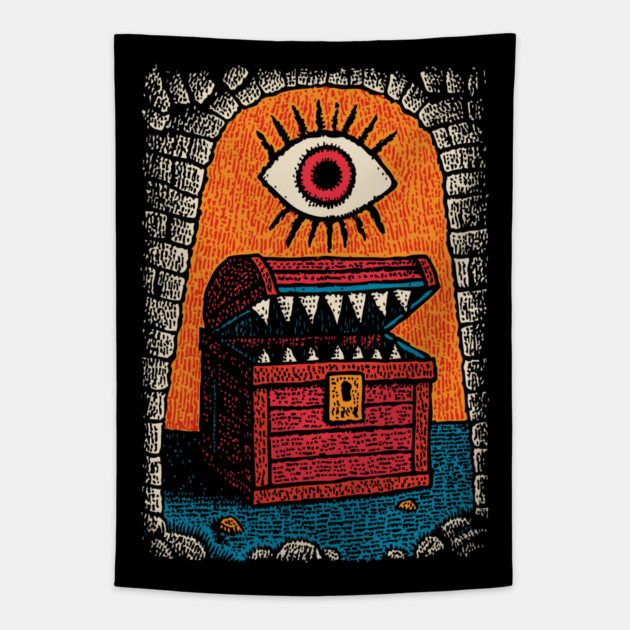 Monster Treasure Chest | Dungeons and Dragons Mimic Tapestry by TuncGK