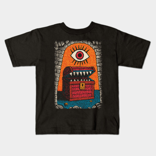 Monster Treasure Chest | Dungeons and Dragons Mimic Kids T-Shirt by TuncGK