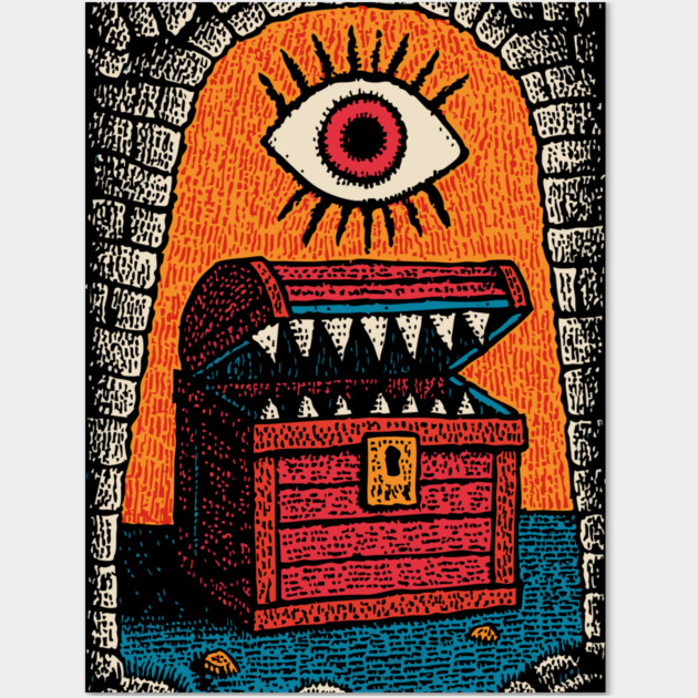 Monster Treasure Chest | Dungeons and Dragons Mimic Wall Art by TuncGK