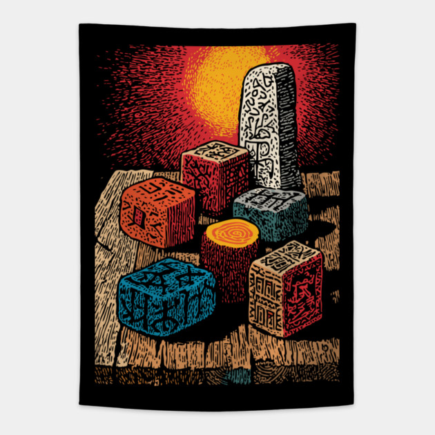 Witchcraft Building Blocks | Vintage Nostalgia Art Tapestry by TuncGK