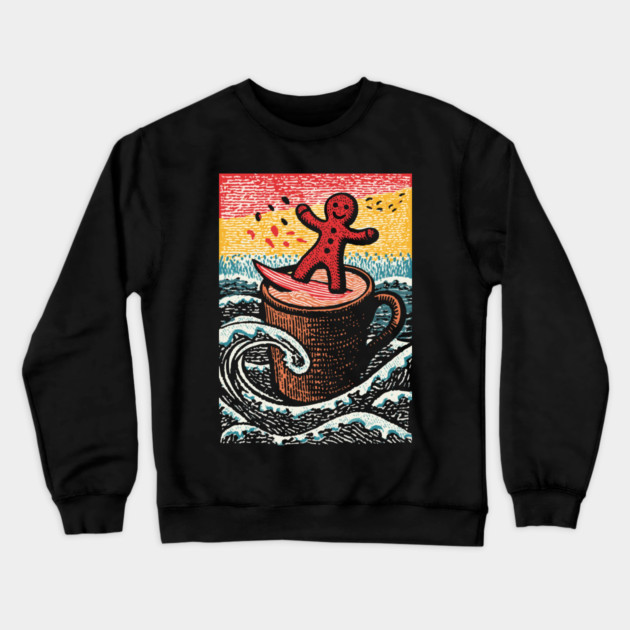 Funny Gingerbread Man | A Perilous Coffee Dip Crewneck Sweatshirt by TuncGK