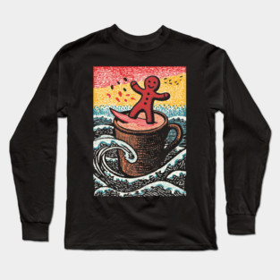 Funny Gingerbread Man | A Perilous Coffee Dip Long Sleeve T-Shirt