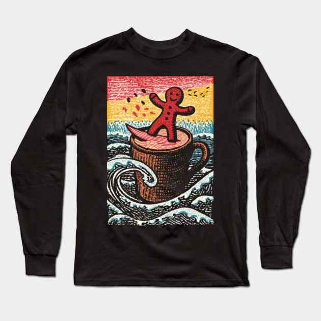 Funny Gingerbread Man | A Perilous Coffee Dip Long Sleeve T-Shirt by TuncGK