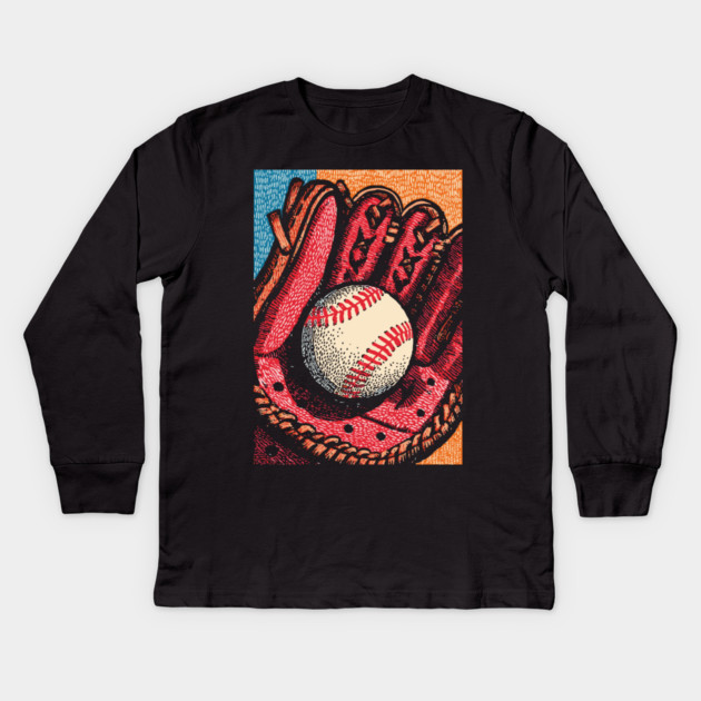Vintage Baseball Glove | America's Pastime Art Kids Long Sleeve T-Shirt by TuncGK