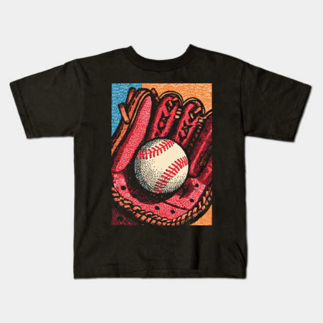 Vintage Baseball Glove | America's Pastime Art Kids T-Shirt by TuncGK
