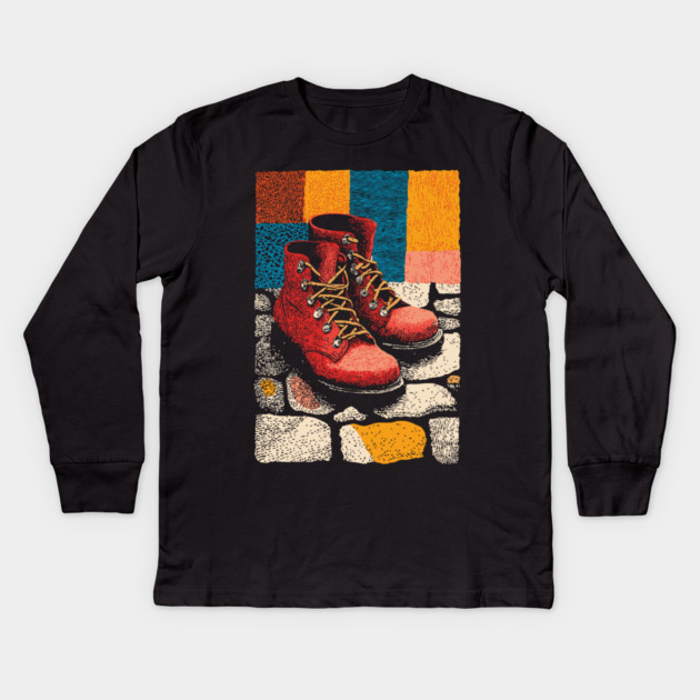 The Trail Awaits | A Hiker's Journey Begins Kids Long Sleeve T-Shirt by TuncGK