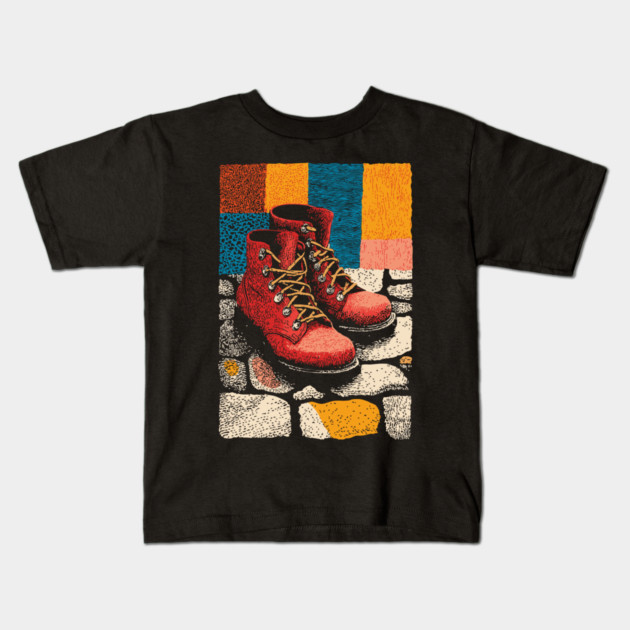 The Trail Awaits | A Hiker's Journey Begins Kids T-Shirt by TuncGK