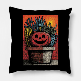 Happy Harvest Pumpkin | Wholesome Autumn Folk Art Pillow