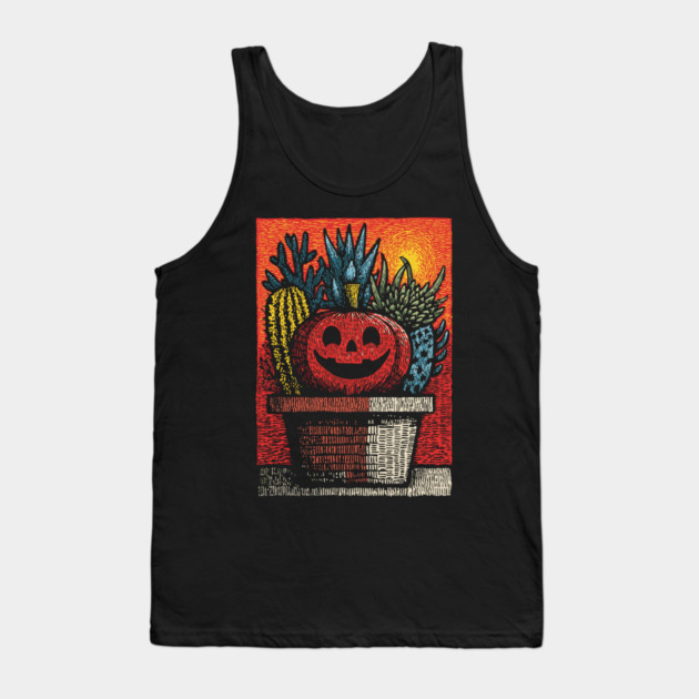 Happy Harvest Pumpkin | Wholesome Autumn Folk Art Tank Top by TuncGK