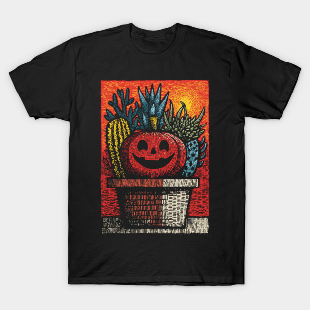 Happy Harvest Pumpkin | Wholesome Autumn Folk Art T-Shirt by TuncGK