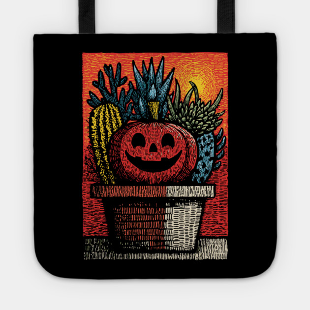 Happy Harvest Pumpkin | Wholesome Autumn Folk Art Tote by TuncGK