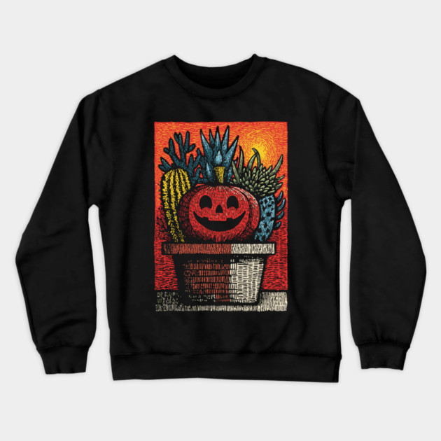 Happy Harvest Pumpkin | Wholesome Autumn Folk Art Crewneck Sweatshirt by TuncGK