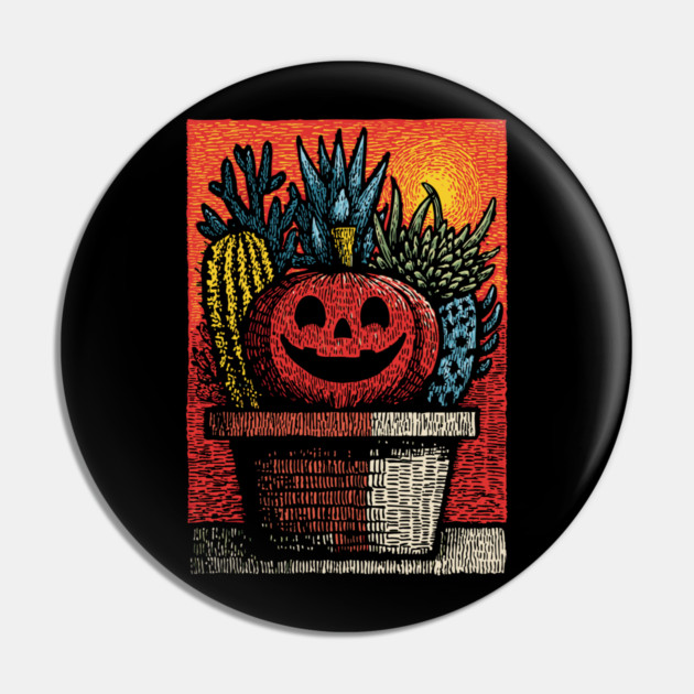 Happy Harvest Pumpkin | Wholesome Autumn Folk Art Pin by TuncGK