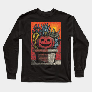 Happy Harvest Pumpkin | Wholesome Autumn Folk Art Long Sleeve T-Shirt