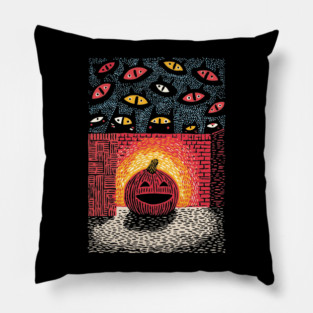 Spooky Glowing Pumpkin | Creepy Halloween Horror Pillow
