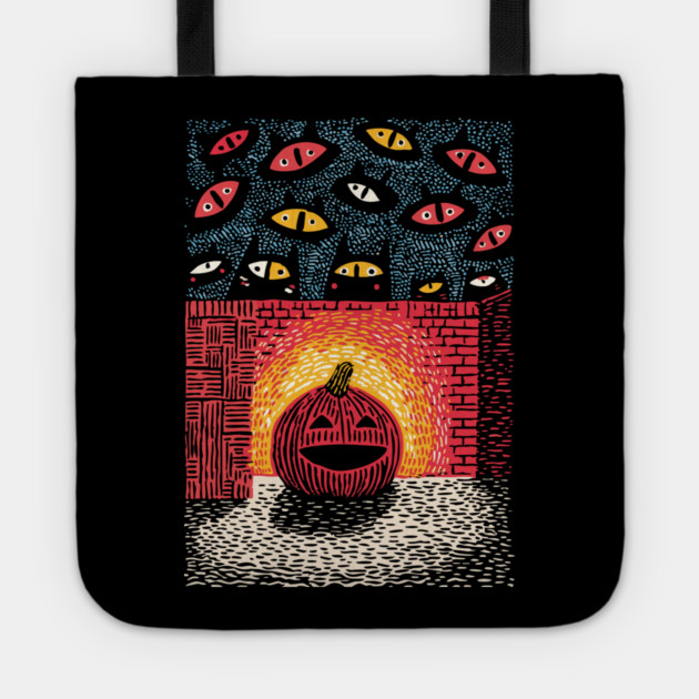 Spooky Glowing Pumpkin | Creepy Halloween Horror Tote by TuncGK