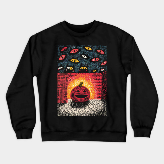 Spooky Glowing Pumpkin | Creepy Halloween Horror Crewneck Sweatshirt by TuncGK