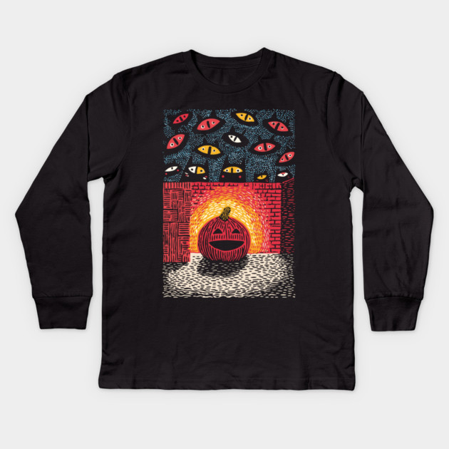 Spooky Glowing Pumpkin | Creepy Halloween Horror Kids Long Sleeve T-Shirt by TuncGK