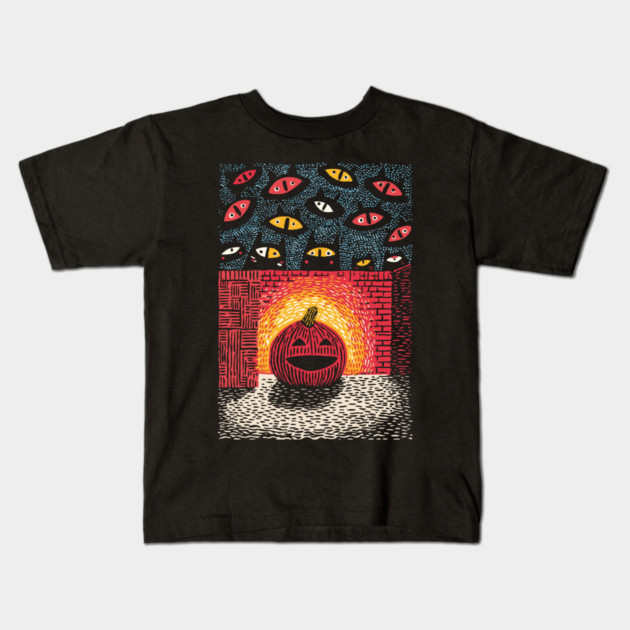 Spooky Glowing Pumpkin | Creepy Halloween Horror Kids T-Shirt by TuncGK