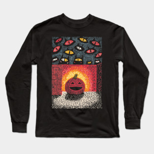Spooky Glowing Pumpkin | Creepy Halloween Horror Long Sleeve T-Shirt