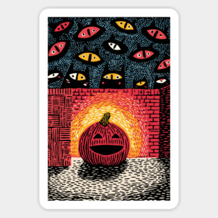 Spooky Glowing Pumpkin | Creepy Halloween Horror Magnet