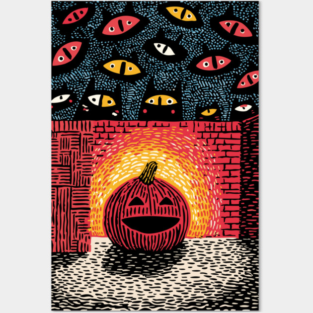 Spooky Glowing Pumpkin | Creepy Halloween Horror Wall Art by TuncGK