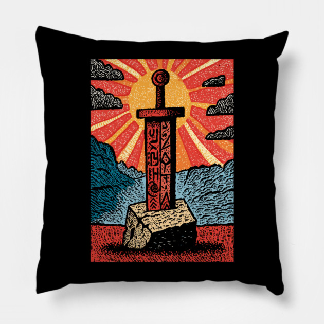 The Sword in the Stone | A Mythic Hero's Legend Pillow by TuncGK